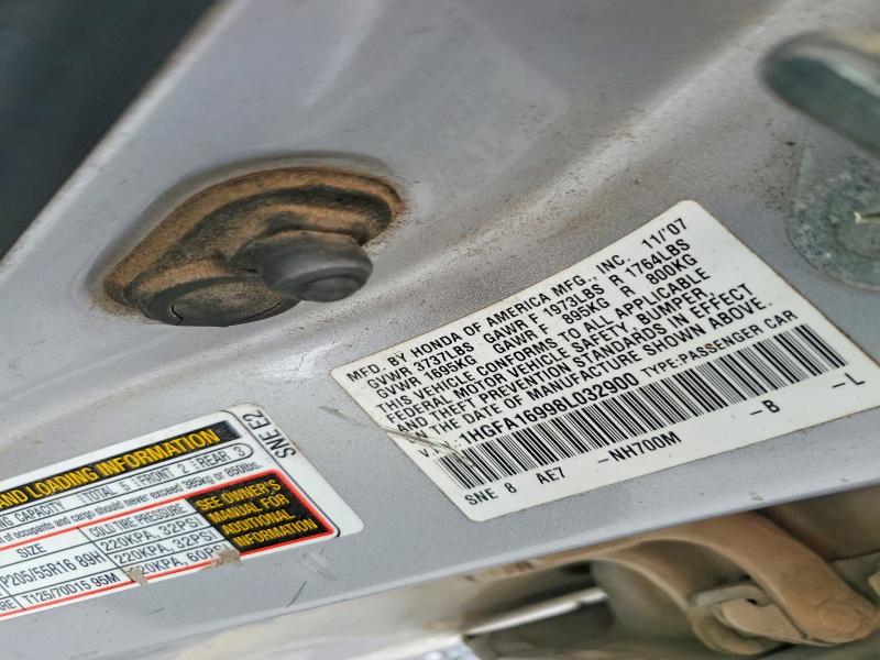 2008 Honda Civic მანქანა იყიდება აუქციონზე, vin: 1HGFA16998L032900, აუქციონის ნომერი: 53723376
