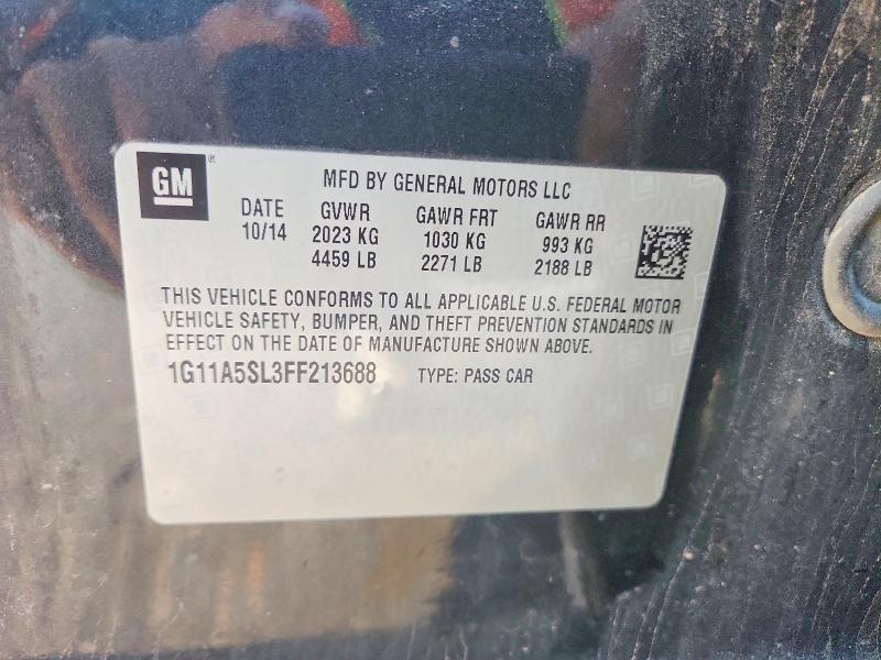 Продажа на аукционе авто 2015 Chevrolet Malibu, vin: 1G11A5SL3FF213688, номер лота: 52655446