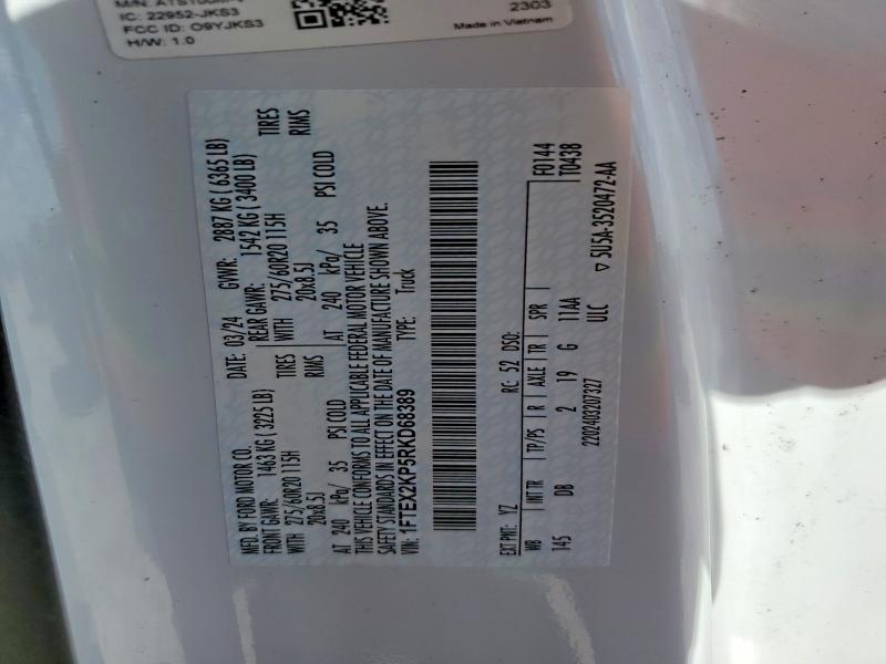 Aukcja sprzedaży 2024 Ford F150, vin: 1FTEX2KP5RKD68389, numer aukcji: 53445266