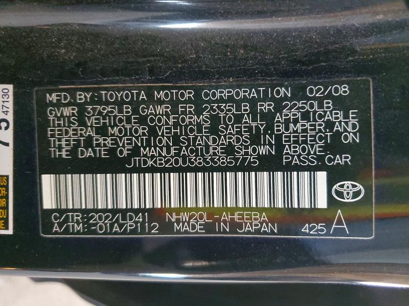Auction sale of the 2008 Toyota Prius, vin: JTDKB20U383385775, lot number: 54442206