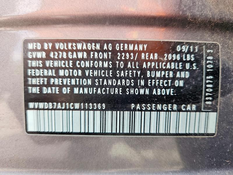 Продажа на аукционе авто 2012 Volkswagen Golf, vin: WVWDB7AJ1CW113369, номер лота: 54689336