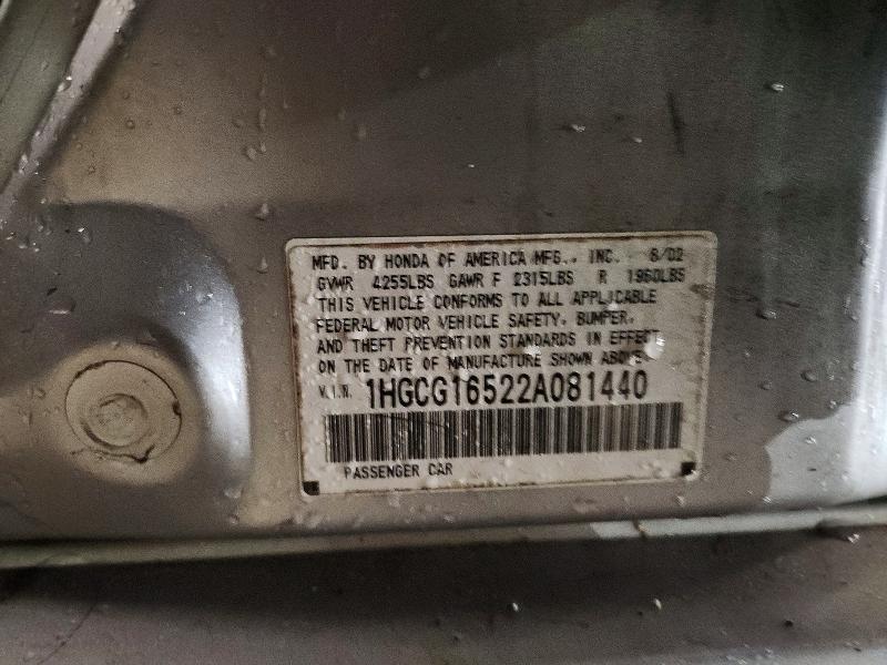 Продажа на аукционе авто 2002 Honda Accord, vin: 1HGCG16522A081440, номер лота: 52601346