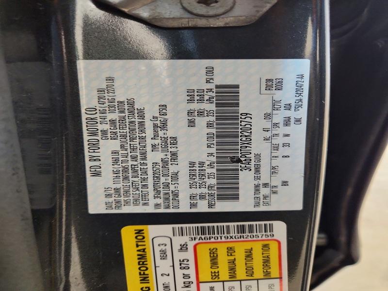 Aukcja sprzedaży 2016 Ford Fusion, vin: 3FA6P0T9XGR205759, numer aukcji: 53397266