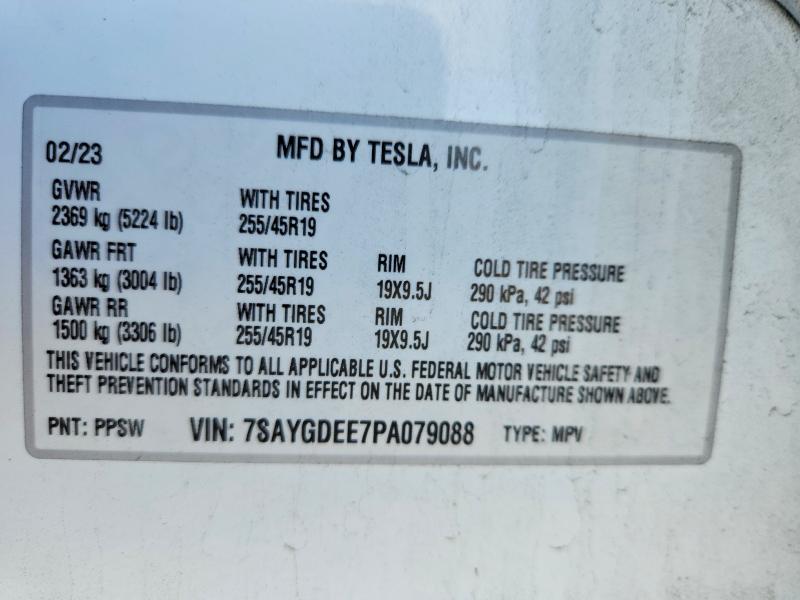 Продаж на аукціоні авто 2023 Tesla Model Y, vin: 7SAYGDEE7PA079088, номер лоту: 52874306