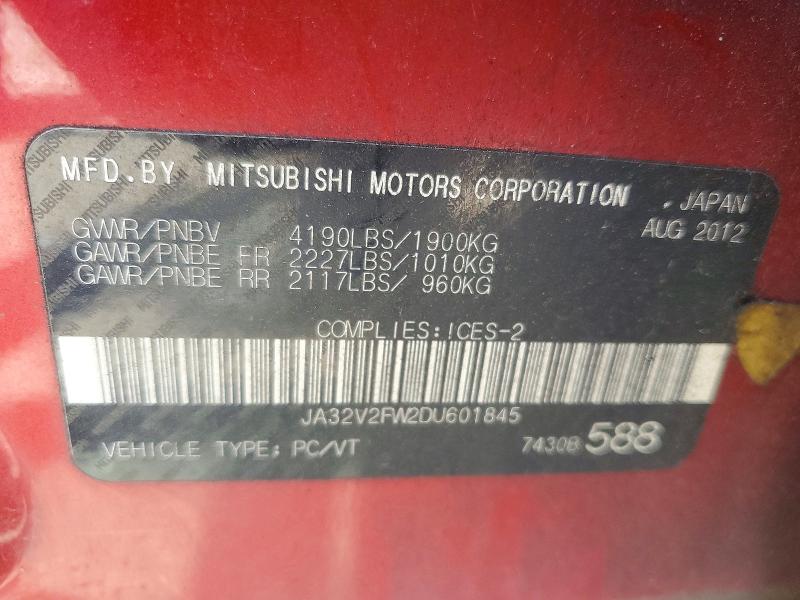 Продаж на аукціоні авто 2013 Mitsubishi Lancer, vin: JA32V2FW2DU601845, номер лоту: 54824076