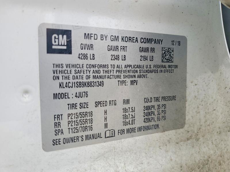 Продаж на аукціоні авто 2019 Buick Encore, vin: KL4CJ1SB9KB831349, номер лоту: 54725316