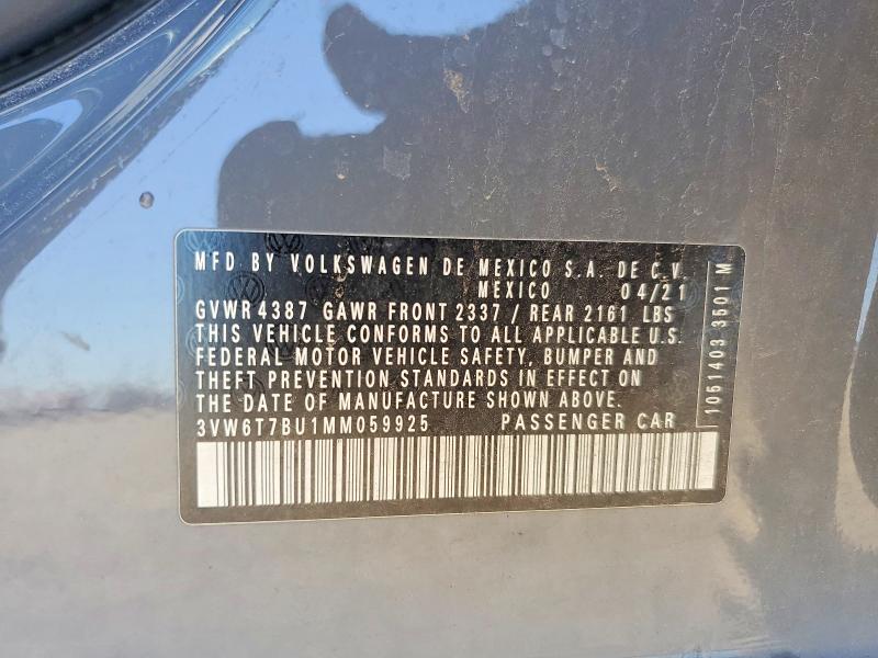 Aukcja sprzedaży 2021 Volkswagen Jetta, vin: 3VW6T7BU1MM059925, numer aukcji: 53024756