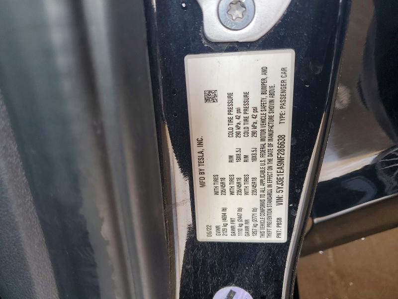 Продаж на аукціоні авто 2022 Tesla Model 3, vin: 5YJ3E1EA9NF286638, номер лоту: 52422236