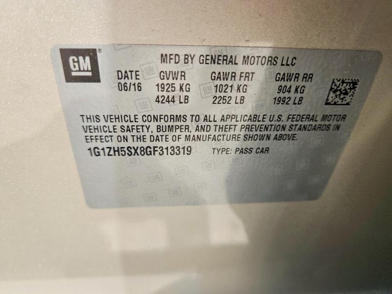 52182166 :رقم المزاد ، 1G1ZH5SX8GF313319 vin ، 2016 Chevrolet Malibu مزاد بيع