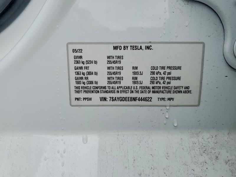 Aukcja sprzedaży 2022 Tesla Model Y, vin: 7SAYGDEE8NF444622, numer aukcji: 51157616