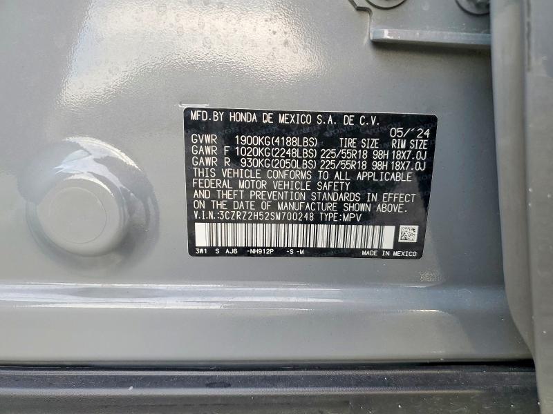 53845406 :رقم المزاد ، 3CZRZ2H52SM700248 vin ، 2025 Honda Hr-v مزاد بيع