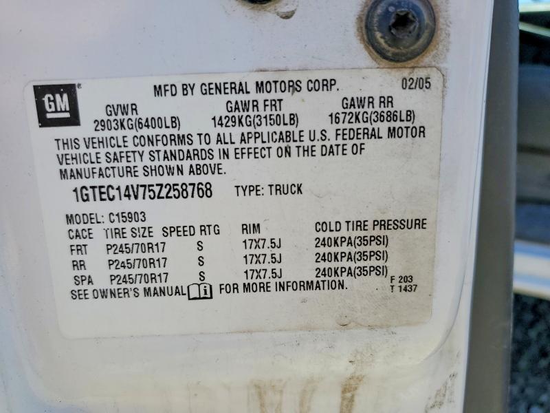 Aukcja sprzedaży 2005 Gmc New Sierra, vin: 1GTEC14V75Z258768, numer aukcji: 53229656