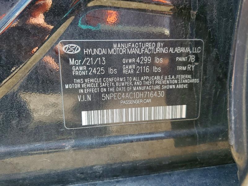 2013 Hyundai Sonata მანქანა იყიდება აუქციონზე, vin: 5NPEC4AC1DH716430, აუქციონის ნომერი: 52910676