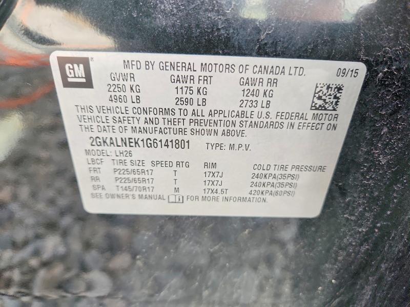 2016 Gmc Terrain მანქანა იყიდება აუქციონზე, vin: 2GKALNEK1G6141801, აუქციონის ნომერი: 54535896