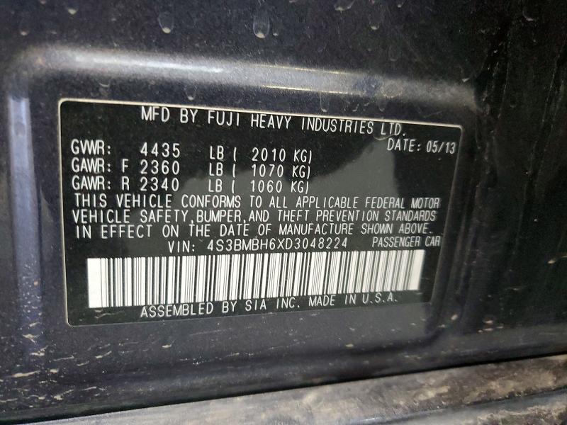 Продажа на аукционе авто 2013 Subaru Legacy, vin: 4S3BMBH6XD3048224, номер лота: 52187016
