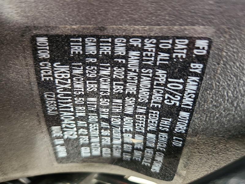 Продажа на аукционе авто 2026 Kawasaki Zx636, vin: JKBZXJJ1XTA042762, номер лота: 51961646