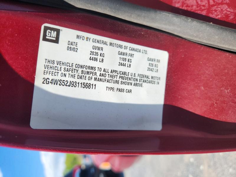 52032006 :رقم المزاد ، 2G4WS52J931156811 vin ، 2003 Buick Century مزاد بيع