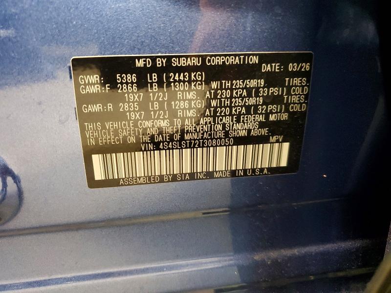 2026 Subaru Forester მანქანა იყიდება აუქციონზე, vin: 4S4SLST72T3080050, აუქციონის ნომერი: 54786066