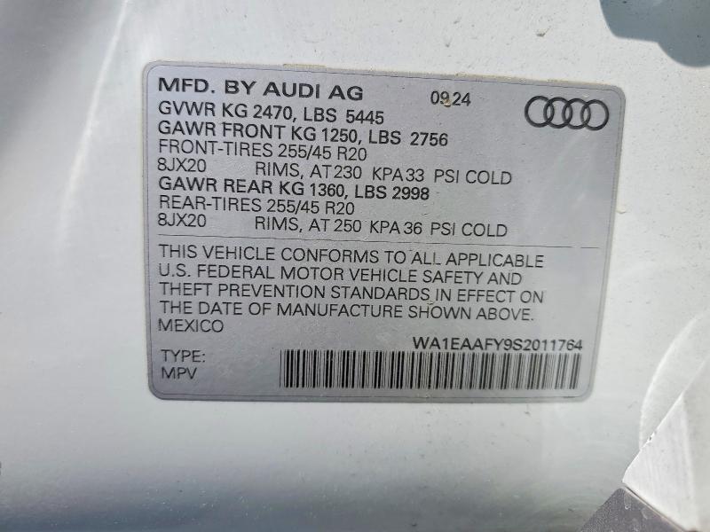 Aukcja sprzedaży 2025 Audi Q5, vin: WA1EAAFY9S2011764, numer aukcji: 52436006