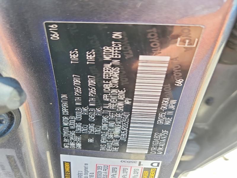 2016 Toyota 4runner მანქანა იყიდება აუქციონზე, vin: JTEBU5JR2G5359401, აუქციონის ნომერი: 54857206