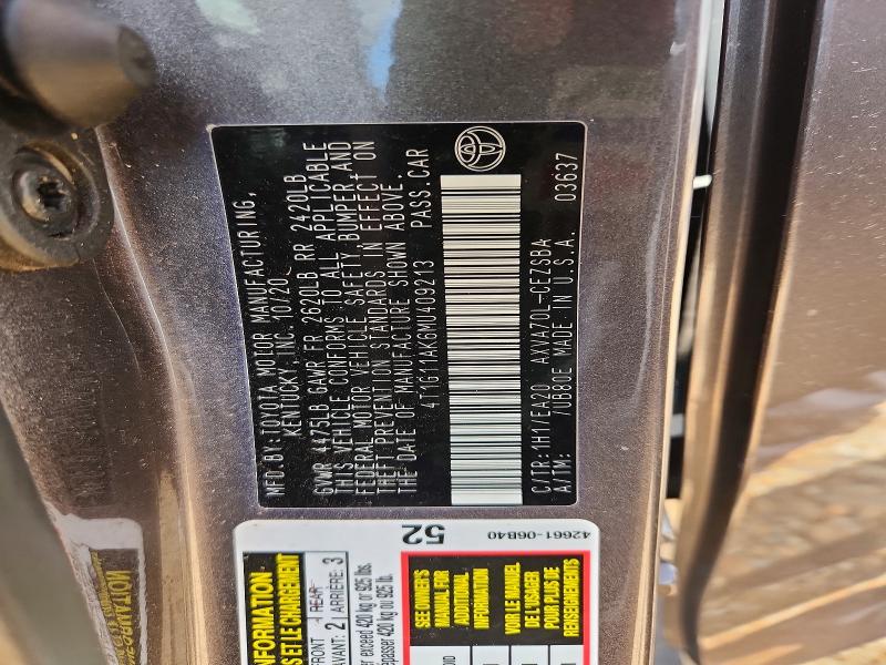 55089616 :رقم المزاد ، 4T1G11AK6MU409213 vin ، 2021 Toyota Camry مزاد بيع