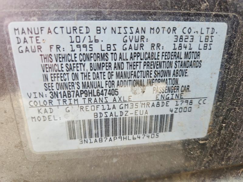 Продажа на аукционе авто 2017 Nissan Sentra, vin: 3N1AB7AP9HL647405, номер лота: 54954686