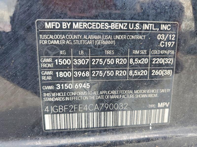 Продажа на аукционе авто 2012 Mercedes-benz Gl, vin: 4JGBF2FE4CA790032, номер лота: 53571736
