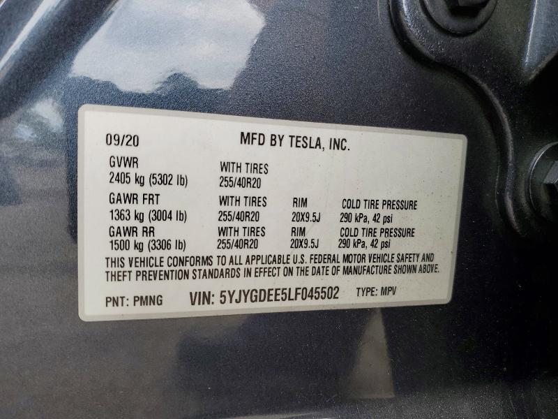 52476656 :رقم المزاد ، 5YJYGDEE5LF045502 vin ، 2020 Tesla Model Y مزاد بيع