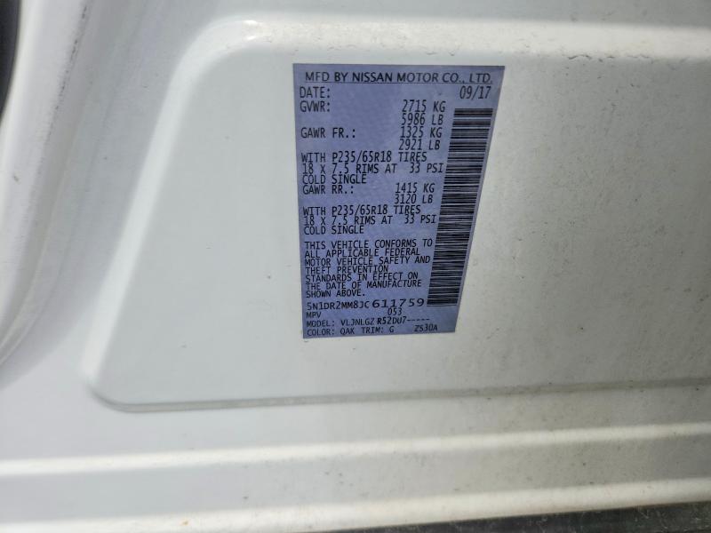 54477866 :رقم المزاد ، 5N1DR2MM8JC611759 vin ، 2018 Nissan Pathfinder مزاد بيع