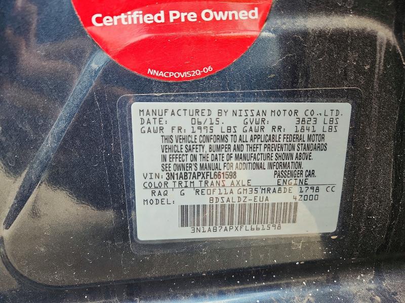 Продаж на аукціоні авто 2015 Nissan Sentra Sv, vin: 3N1AB7APXFL661598, номер лоту: 53745686