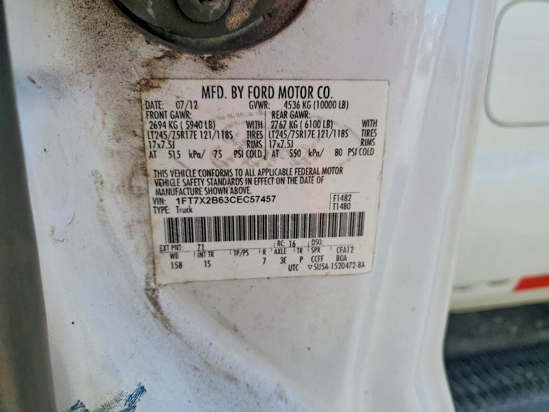 2012 Ford F250 მანქანა იყიდება აუქციონზე, vin: 1FT7X2B63CEC57457, აუქციონის ნომერი: 52956076