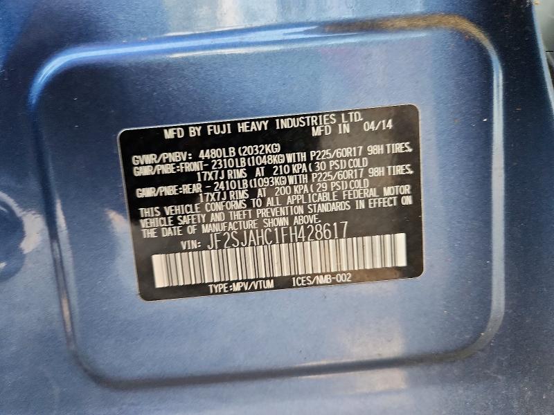 54054916 :رقم المزاد ، JF2SJAHC1FH428617 vin ، 2015 Subaru Forester مزاد بيع