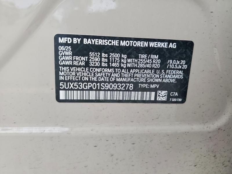 54186716 :رقم المزاد ، 5UX53GP01S9093278 vin ، 2025 Bmw X3 مزاد بيع
