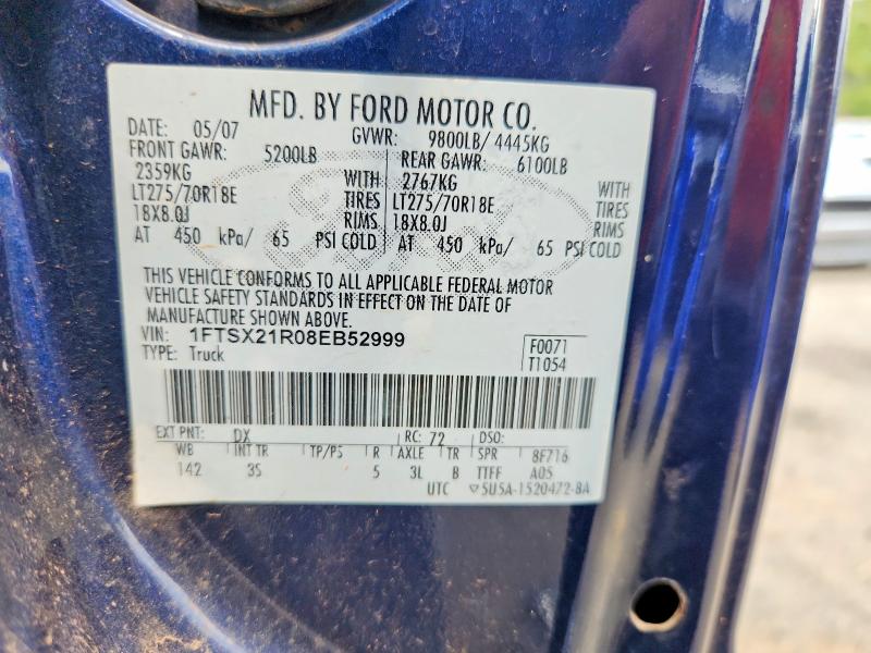 2008 Ford F250 მანქანა იყიდება აუქციონზე, vin: 1FTSX21R08EB52999, აუქციონის ნომერი: 54257656