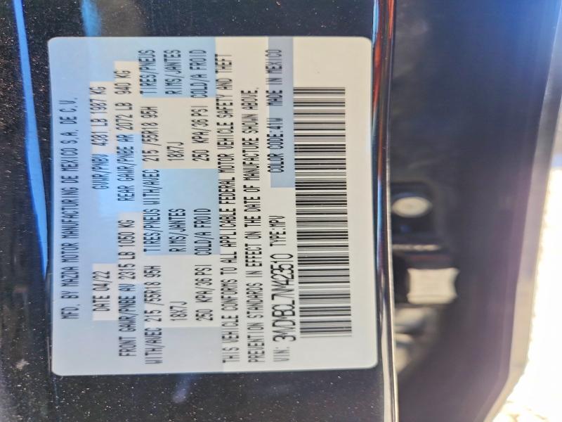 54209246 :رقم المزاد ، 3MVDMBCL7NM423510 vin ، 2022 Mazda Cx-30 مزاد بيع