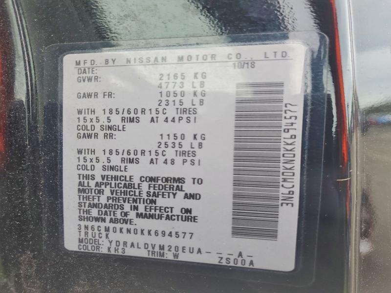 Aukcja sprzedaży 2019 Nissan Nv200, vin: 3N6CM0KN0KK694577, numer aukcji: 54425116