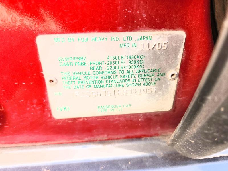 2006 Subaru Forester მანქანა იყიდება აუქციონზე, vin: JF1SG67616H741954, აუქციონის ნომერი: 53196156