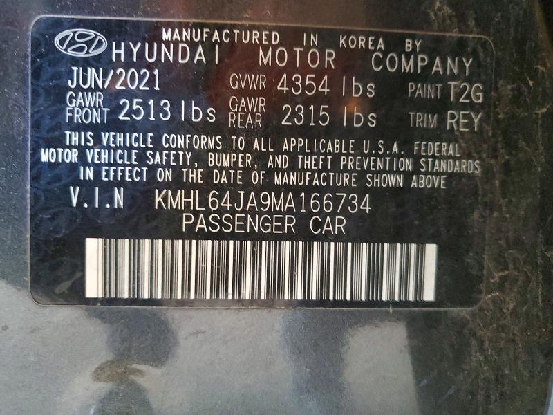 Aukcja sprzedaży 2021 Hyundai Sonata, vin: KMHL64JA9MA166734, numer aukcji: 54795056