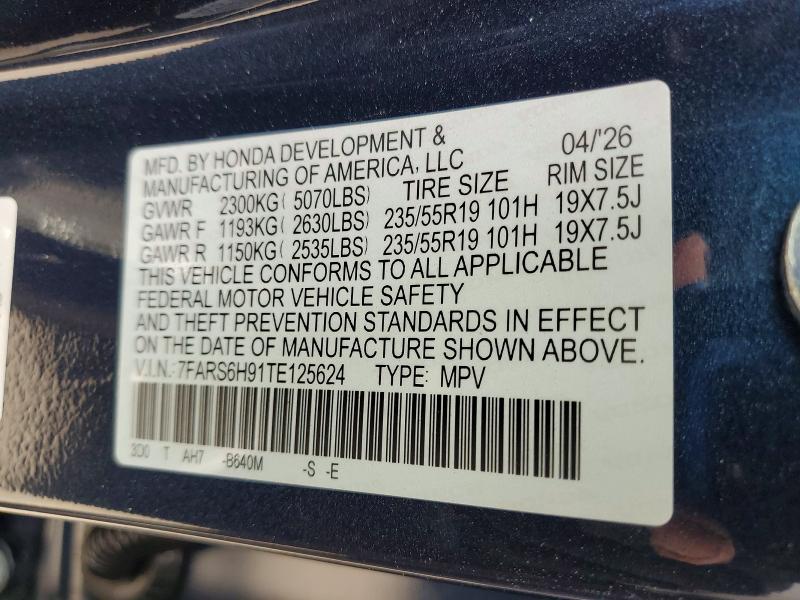 Aukcja sprzedaży 2026 Honda Cr-v, vin: 7FARS6H91TE125624, numer aukcji: 55022286