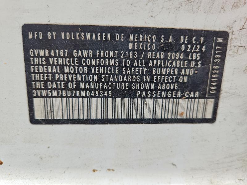 52939636 :رقم المزاد ، 3VW5M7BU7RM049349 vin ، 2024 Volkswagen Jetta مزاد بيع