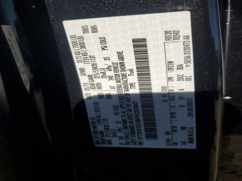 54714156 :رقم المزاد ، 1FTEW1EG9FKD53947 vin ، 2015 Ford F150 مزاد بيع