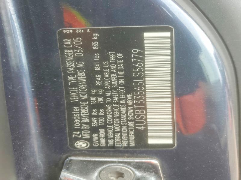 2005 Bmw Z4 მანქანა იყიდება აუქციონზე, vin: 4USBT33565LS56779, აუქციონის ნომერი: 54537616