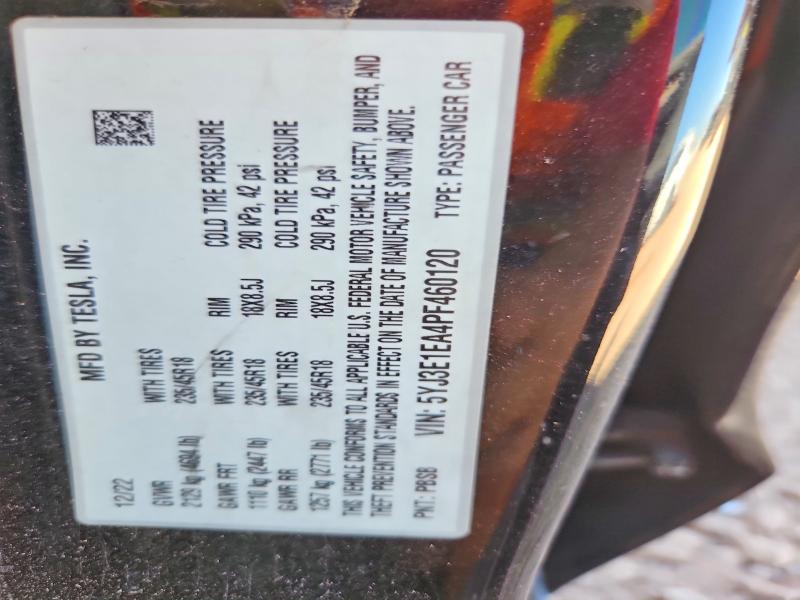 53194786 :رقم المزاد ، 5YJ3E1EA4PF460120 vin ، 2023 Tesla Model 3 مزاد بيع