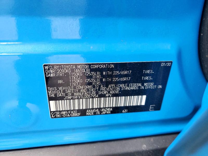 Aukcja sprzedaży 2020 Toyota Rav4, vin: JTMP1RFV1LD057954, numer aukcji: 54878886