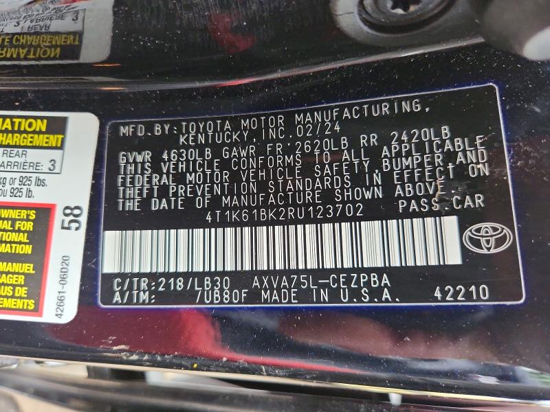 Продажа на аукционе авто 2024 Toyota Camry, vin: 4T1K61BK2RU123702, номер лота: 54524976
