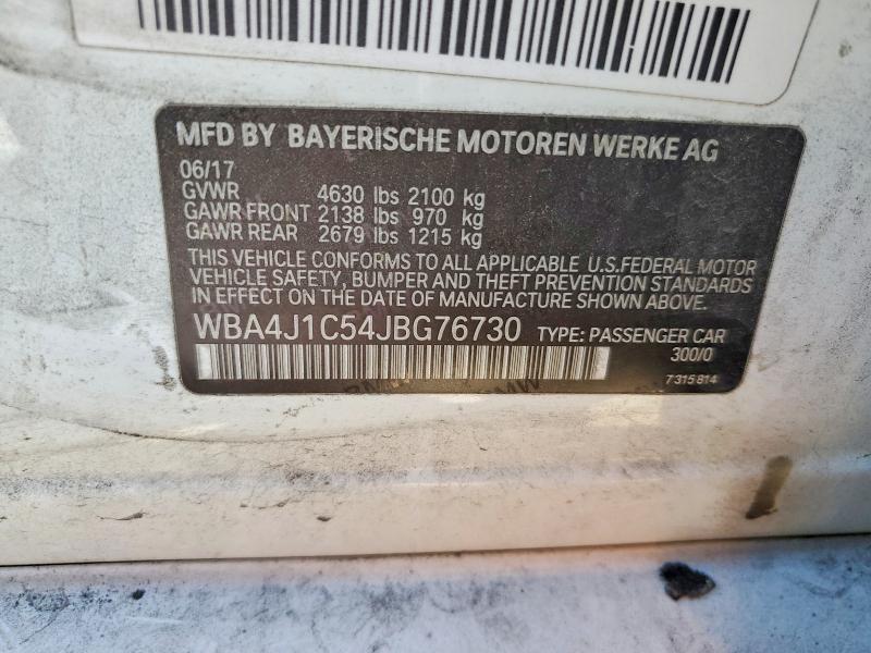 2018 Bmw 430i მანქანა იყიდება აუქციონზე, vin: WBA4J1C54JBG76730, აუქციონის ნომერი: 54833176