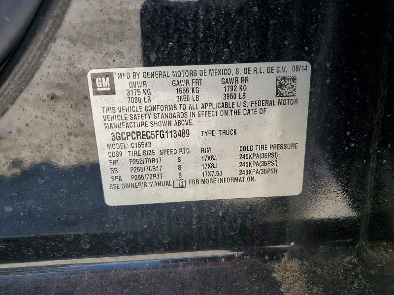 52430646 :رقم المزاد ، 3GCPCREC5FG113489 vin ، 2015 Chevrolet Silverado مزاد بيع