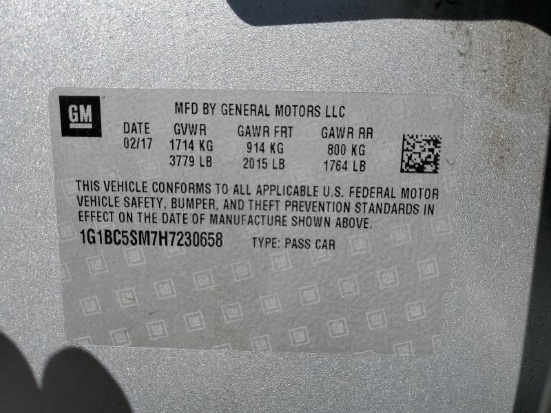 Aukcja sprzedaży 2017 Chevrolet Cruze, vin: 1G1BC5SM7H7230658, numer aukcji: 53208096