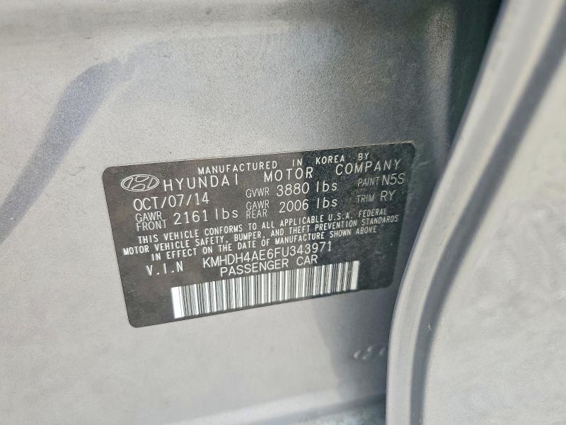 52717216 :رقم المزاد ، KMHDH4AE6FU343971 vin ، 2015 Hyundai Elantra مزاد بيع