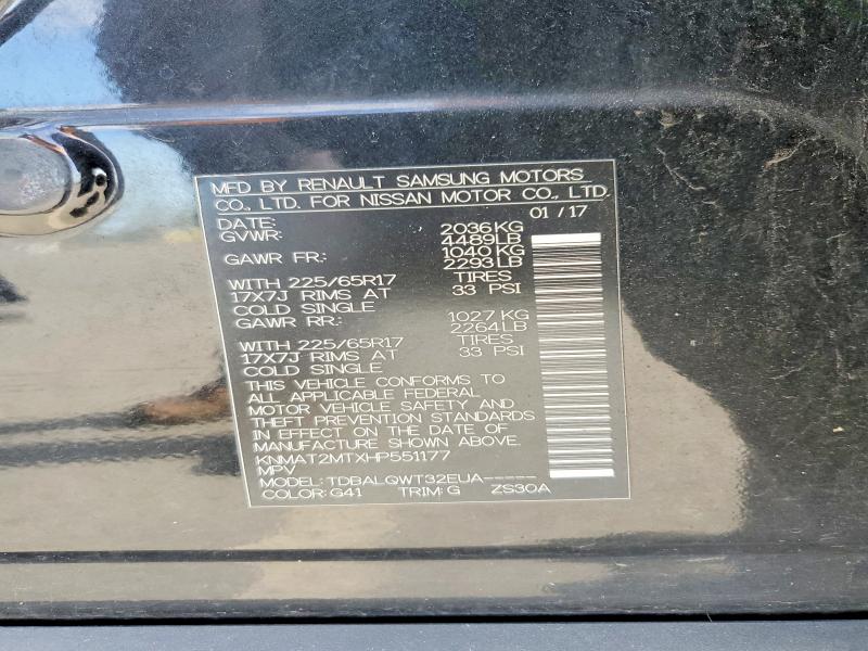 2017 Nissan Rogue მანქანა იყიდება აუქციონზე, vin: KNMAT2MTXHP551177, აუქციონის ნომერი: 53225646